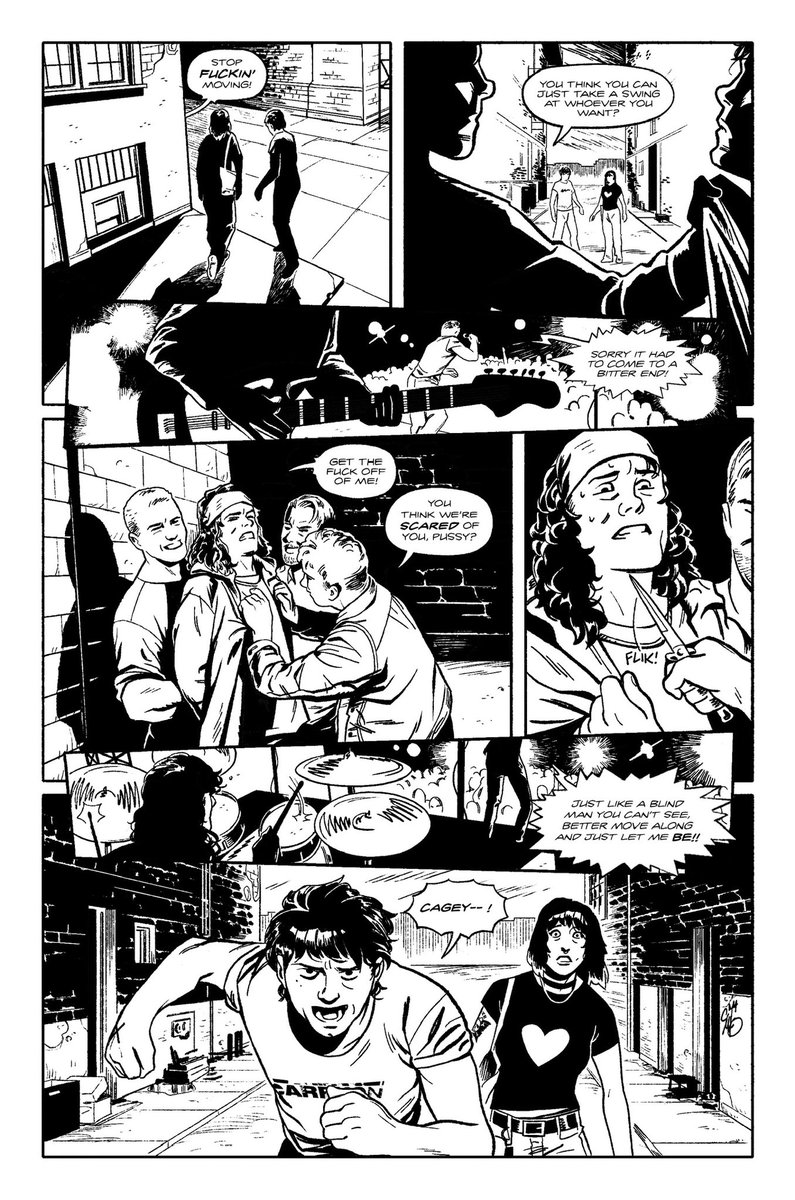 SamRomesburg's tweet image. Back on this hellscape app to say that @sam_r_freeman @vomit_party and I are about to pitch this story idea around for the punk and HC minded. Imagine THE OUTSIDERS meets LOVE AND ROCKETS. Would you read it? (Listen to Carry On)