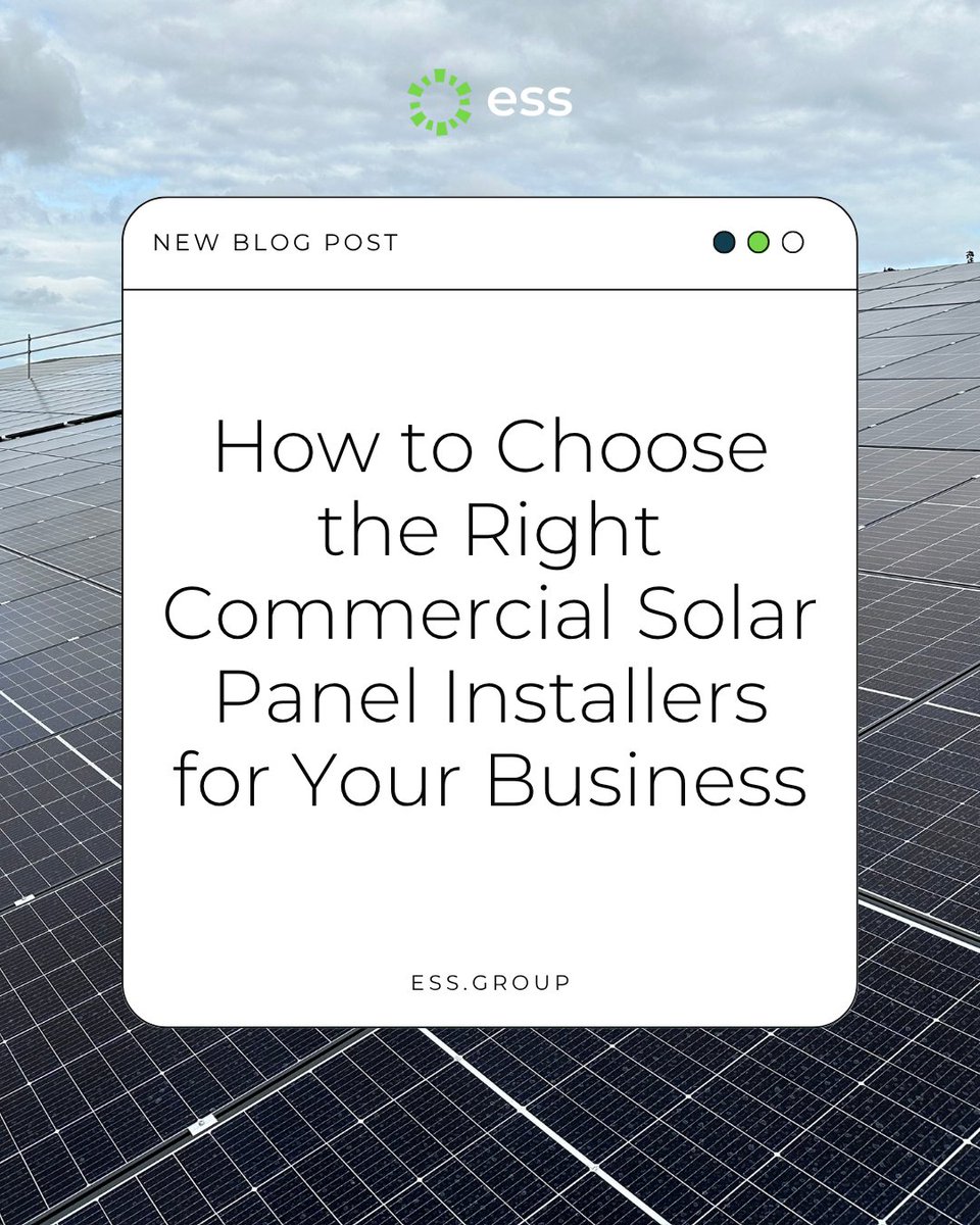 ess_solar's tweet photo. Choosing the right commercial solar installer can make or break your investment, so how do you get it right?

Read here
https://t.co/RlsONsyy0J 

#RenewableEnergy #SustainableLiving #EnergyEfficiency #EnergySolutions #Solar https://t.co/0tBB6dfMlm
