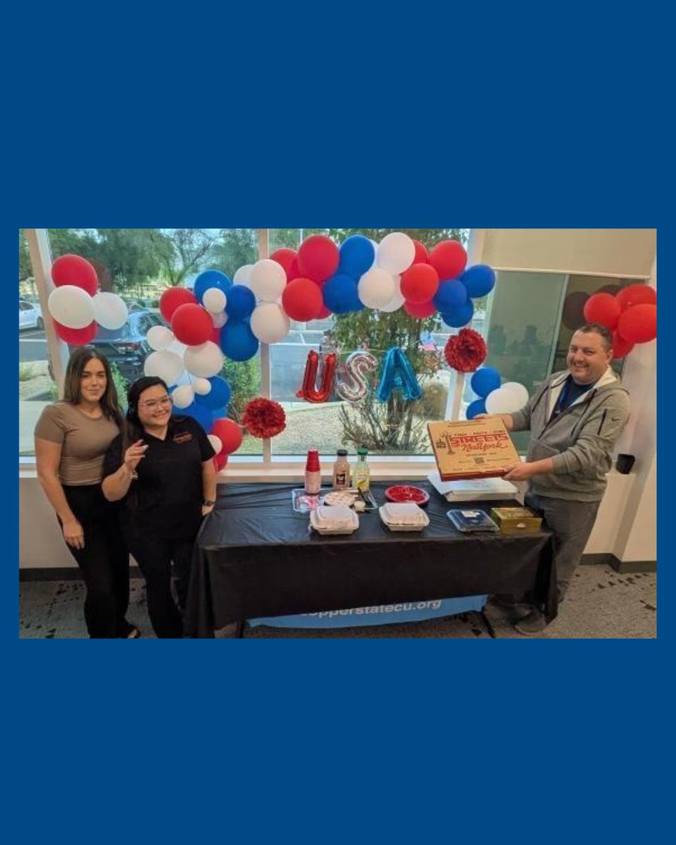 Our Solutions Center was rocking the red, white, and blue last week to celebrate 4th of July! 🎆

We hope your holiday was just as festive and bright. 🎇

#CopperStateCreditUnion #CopperStateCU #4thOfJuly #IndependenceDay