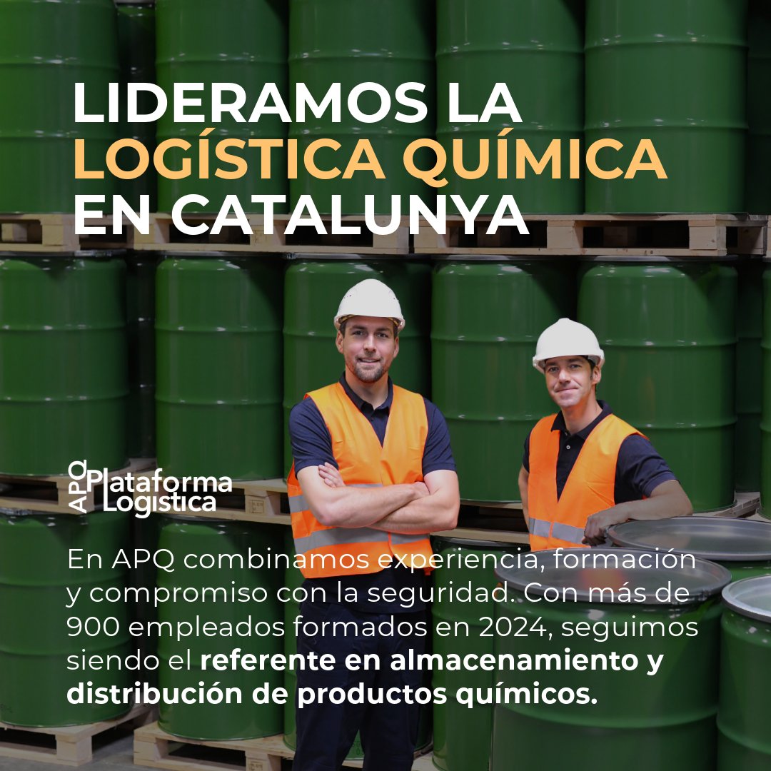 Lideramos la logística química en Catalunya.
En APQPLATAFORMA combinamos experiencia, formación y compromiso con la seguridad. Con más de 900 empleados formados en 2024, seguimos siendo el referente en almacenamiento y distribución de productos químicos. 🚚 #LogísticaQuímica #For
