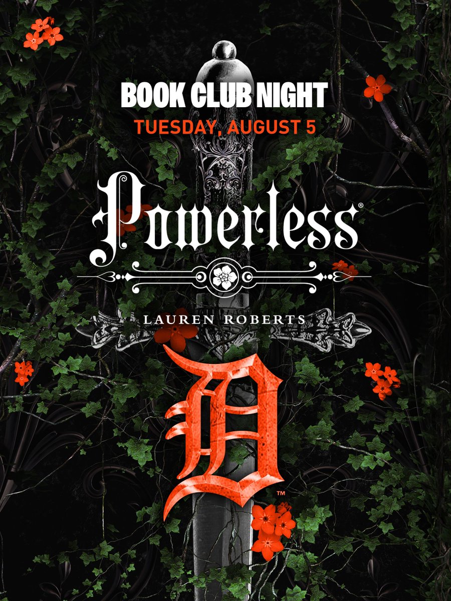 tigers's tweet photo. bookworms, this one’s for you 📚

join us for Book Club Night on August 5 at Comerica Park!

⚾️ special ticket package includes a pregame Q&A with author Lauren Roberts + a Powerless jersey 📖 upgrade to VIP for a signed, limited-edition copy of Powerless
🎟 https://t.co/oZU5LBO6q9