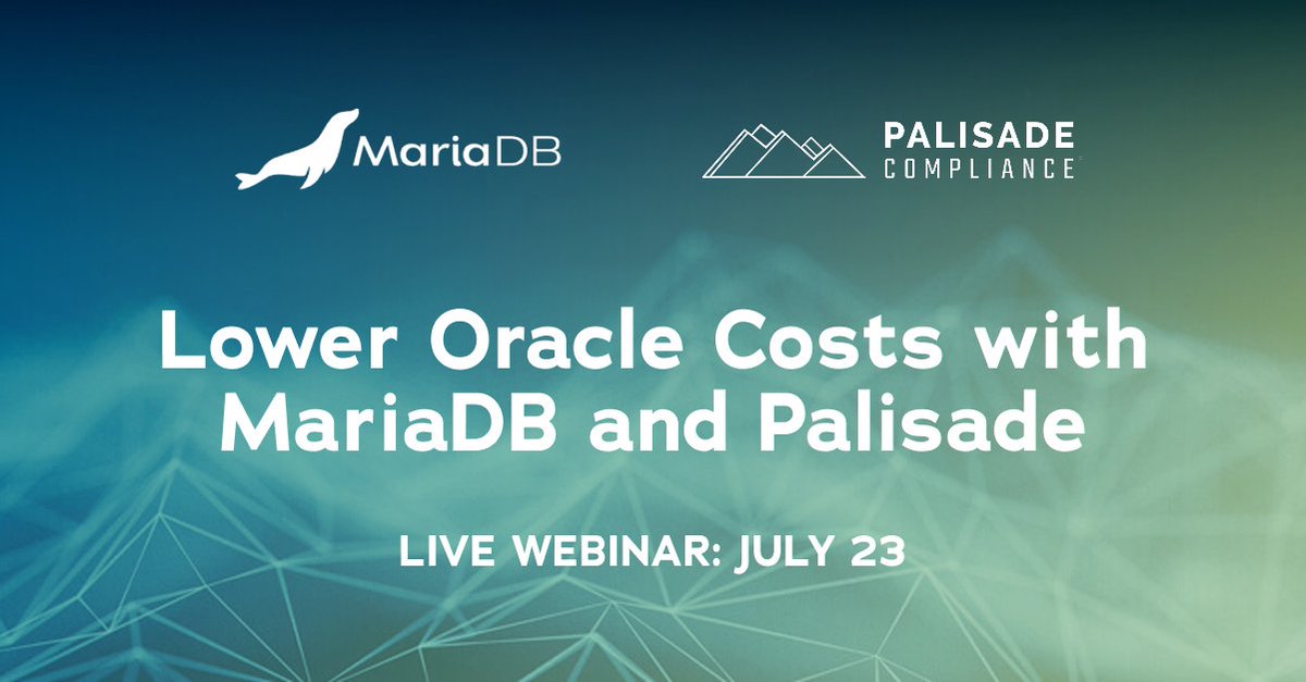 MariaDB (@mariadb) on Twitter photo We can see your future, and it’s bright … when you make the switch from your proprietary #database to #MariaDB. 🔮
Join us on July 23 at 3 p.m. CET and 10 a.m. PT to hear from <a href="/PalisadeAudit/">Palisade Compliance</a> to see how you can make a successful transition.
Save your seat now: We can see your future, and it’s bright … when you make the switch from your proprietary #database to #MariaDB. 🔮
Join us on July 23 at 3 p.m. CET and 10 a.m. PT to hear from <a href="/PalisadeAudit/">Palisade Compliance</a> to see how you can make a successful transition.
Save your seat now:
