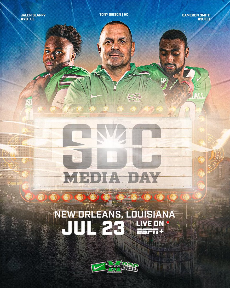 HerdFB's tweet image. Down to the Bayou 🥳
🎙️ @CoachTonyGibson
🎙️@jalenslappy
🎙️Cam Smith
#LLTB // #WeAreMarshall