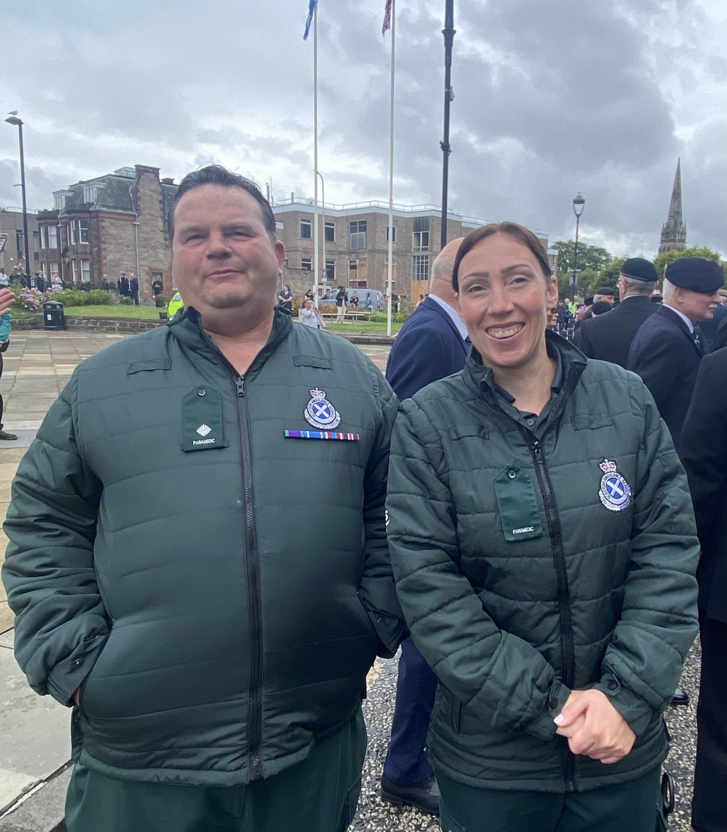 Picture taken recently during a visit from HM The King and Queen Camilla to Kirkcaldy War Memorial to mark 100 years since the memorial was built.

Pictured are Paramedic Shiona Reid Cowdenbeath station and Paramedic Team Leader Martin Laing Kirkcaldy station.