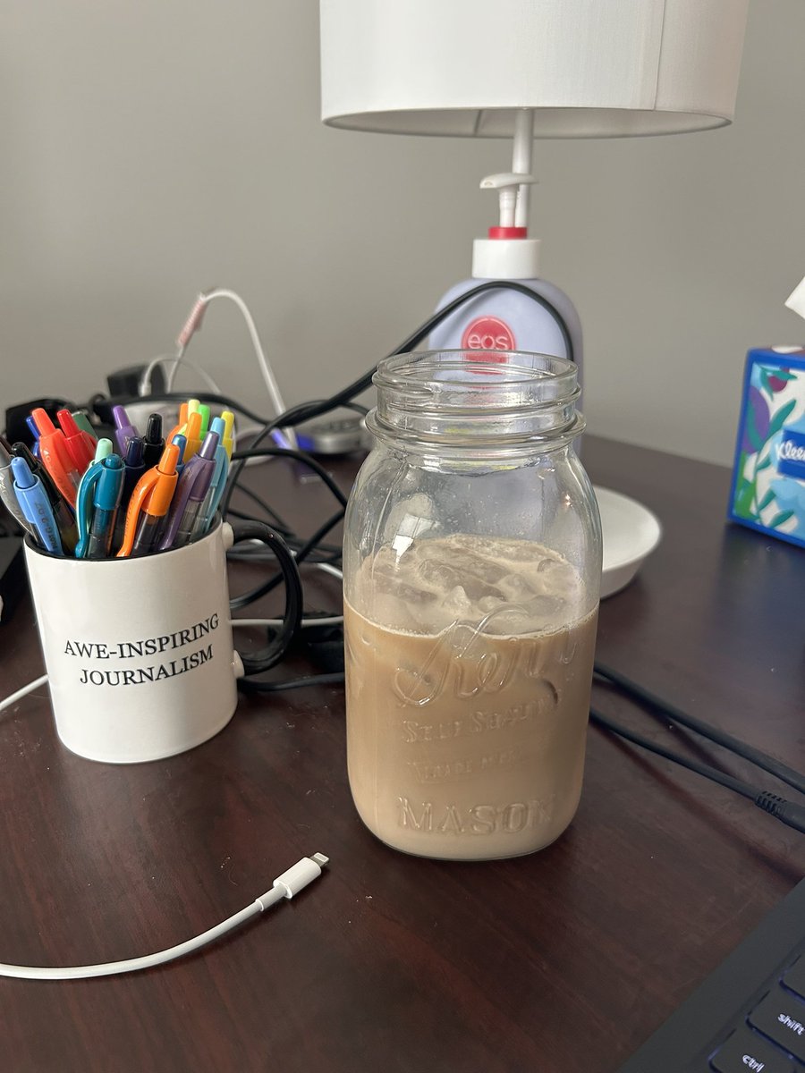 LilyCGuiney's tweet image. happy wednesday from me and the only receptacle in the Gongwer office kitchen large enough to hold the volume of cold brew I’m consuming today (and the mug @ElenaDurnbaugh got me for christmas two years ago)