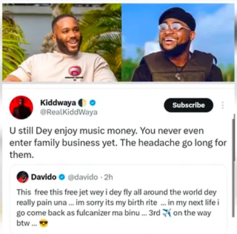 Blueprint_ng's tweet image. Kiddwaya Reacts to Davido’s Fiery Jet Ownership Tweet: “You Never Even Enter Family Business Yet”

Read more blueprint.ng

#Davido #Kiddwaya #PrivateJet #Afrobeats #NigerianCelebs