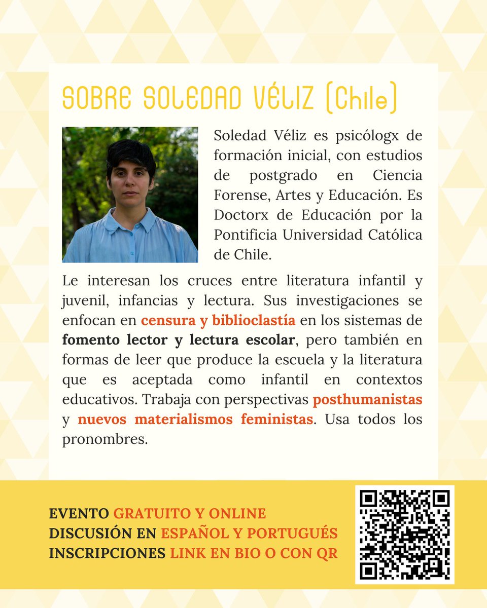 CLaLucila's tweet photo. We invite you to the first session of Jornadas La Lucila 'Diálogos desde el sur: literatura, medios e infancias', where @soldecaveliz will present their lecture on alternative and altered readings. 
🗣️Language: Spanish and Portuguese
📋Registration: https://t.co/KTaFBVrbXF https://t.co/ffP6bu36rL