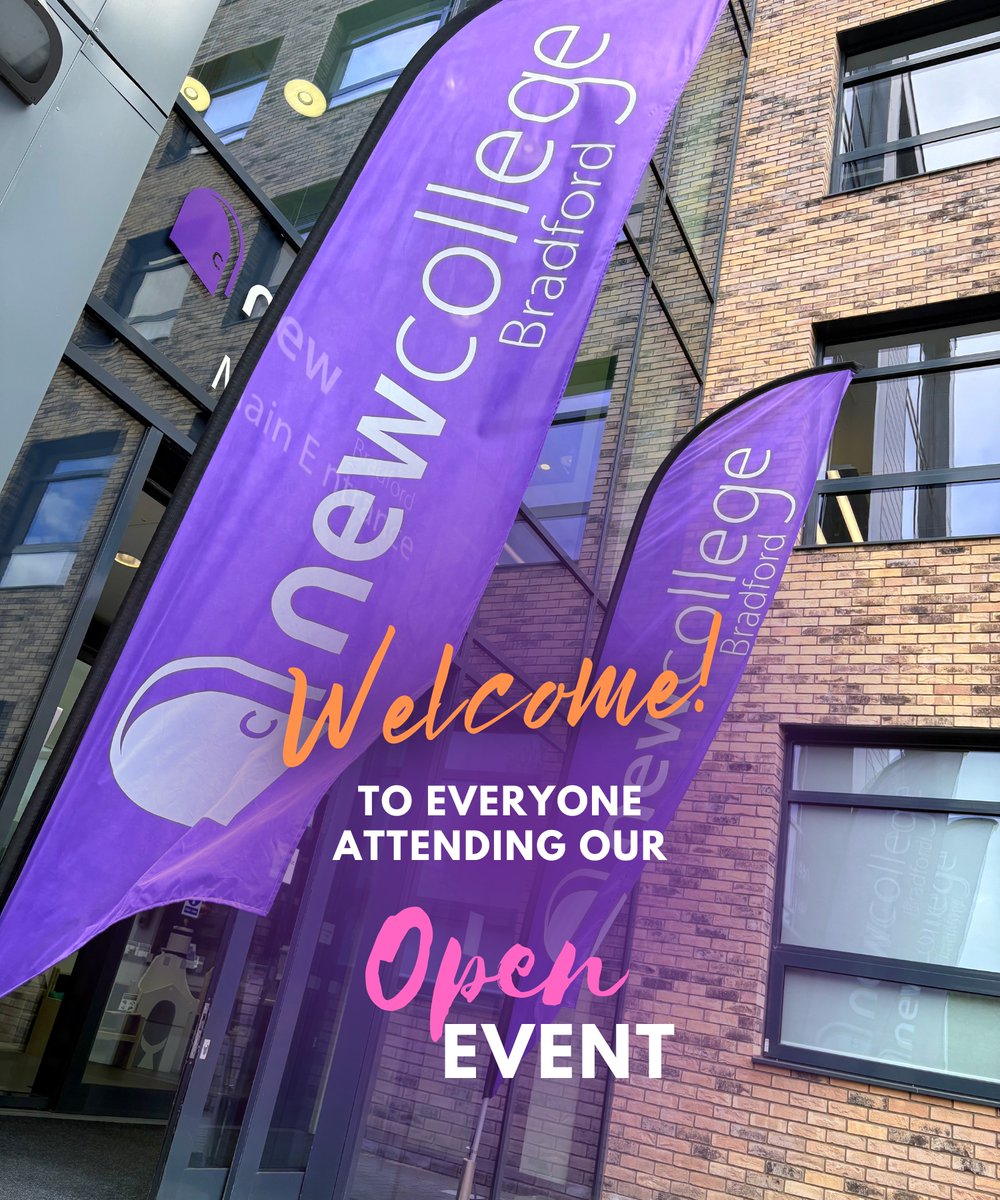 NewColBradford's tweet image. Wishing everyone attending our Open Evening a very warm welcome 😄 👋
Make your way to our reception to be greeted by our friendly team and start your New College journey 🤩
