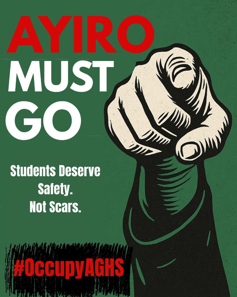 Say the name! #AYIROMUSTGO

We #occupyAGHS tomorrow.

#AGHS #AyiroMustGo #OccupyAGHS #OccupyAlliance #AyiroOut