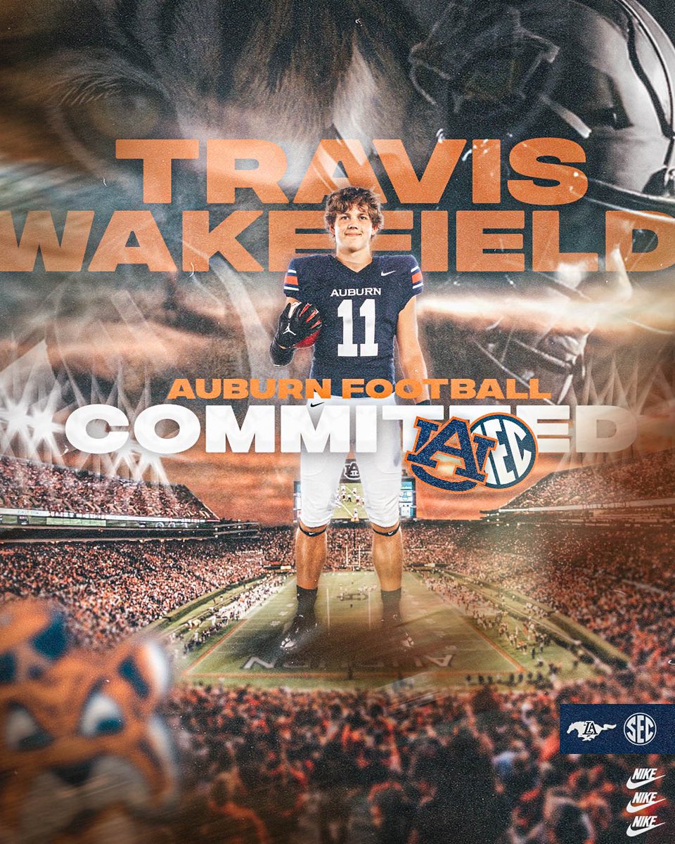 LAmustangFB's tweet image. 🔥WAR EAGLE🔥 Congratulations to Travis Wakefield on committing to Auburn! #BibleBooksBall