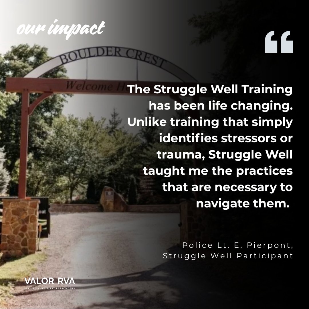 At Valor RVA, your support powers transformative programs like Struggle Well for First Responders. Together, we’re not just raising awareness; we’re changing lives! 💪