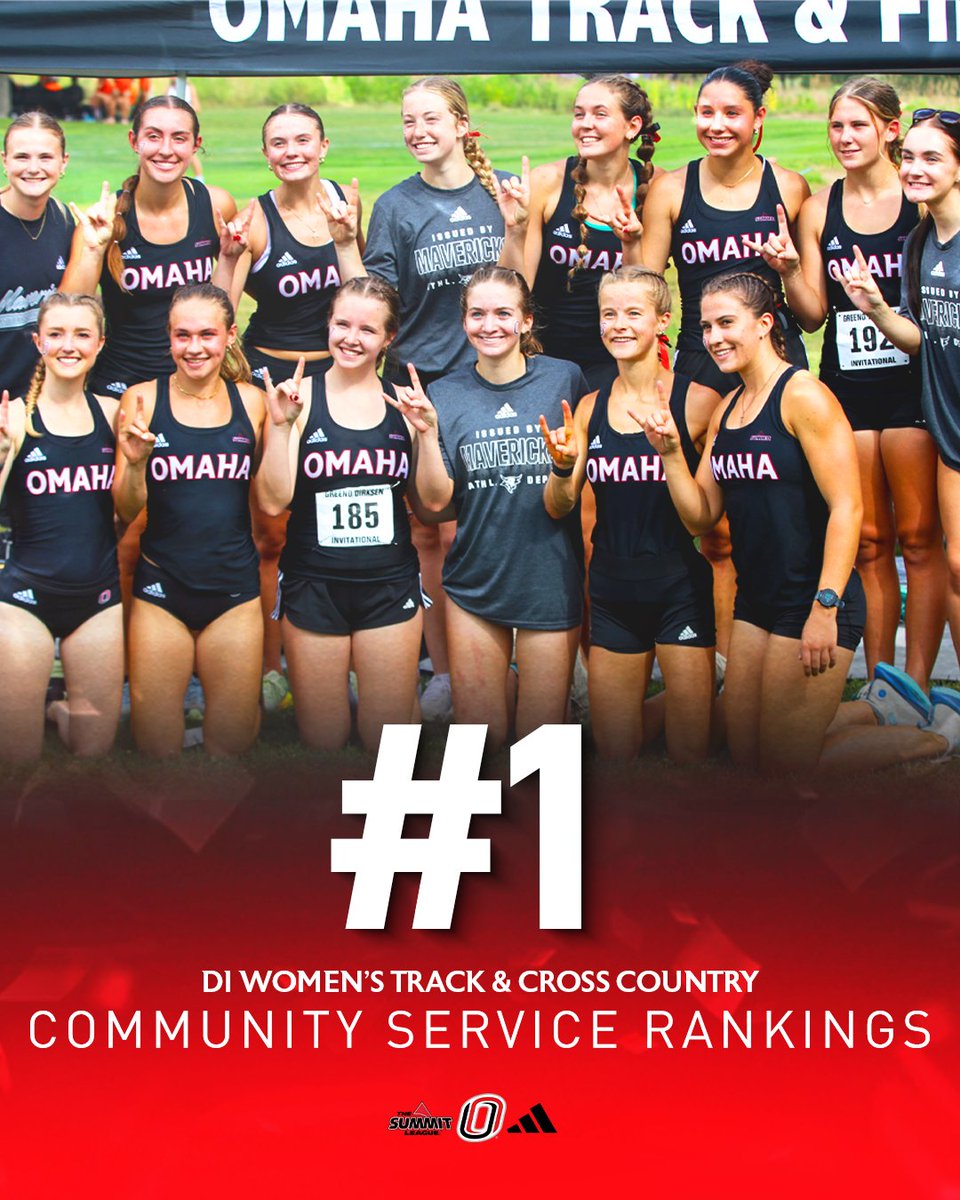 OmahaTFXC's tweet photo. Your #Omaha Mavericks finished first in Division I among all women's cross country/track and field teams in community service!

#GoMavs | @omavs | @UNOmaha https://t.co/ZmfTq2LfCC
