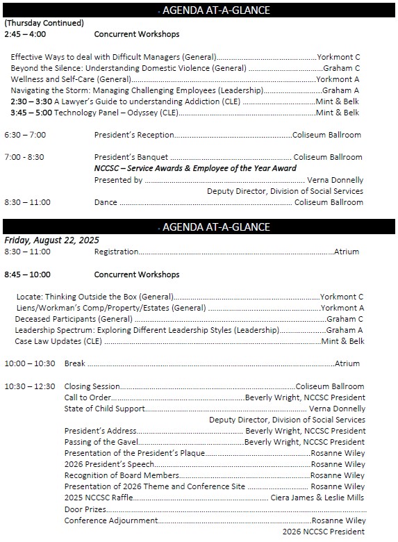 NCCSC1's tweet photo. The 40th Annual NC Child Support Council Conference agenda is out!
Register to attend NOW in just a few clicks: https://t.co/77T8rnRtO2
We will see YOU in Charlotte! https://t.co/kBUjEPMvCy