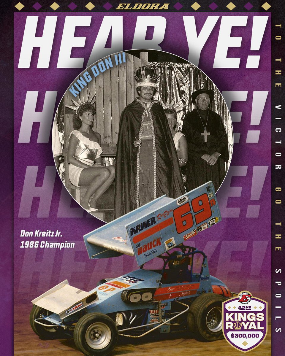 The Royal Sovereign has been named 👑

King Don III will crown the winner of next Saturday’s #KingsRoyal at <a href="/EldoraSpeedway/">ELDORA SPEEDWAY</a>!