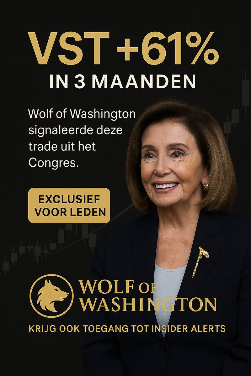 MeesWijnants's tweet image. Onze beste positie van Q2 2025 gaat uiteraard naar de Koningin van Insider Trading: Nancy Pelosi👑
Haar aankoop in energieconglomeraat VISTRA CORP op 01-04 steeg met 61% in slechts 3 maanden tijd. Wij meldden de aankoop direct op 1 April.
Ook de insider-trades van politici…