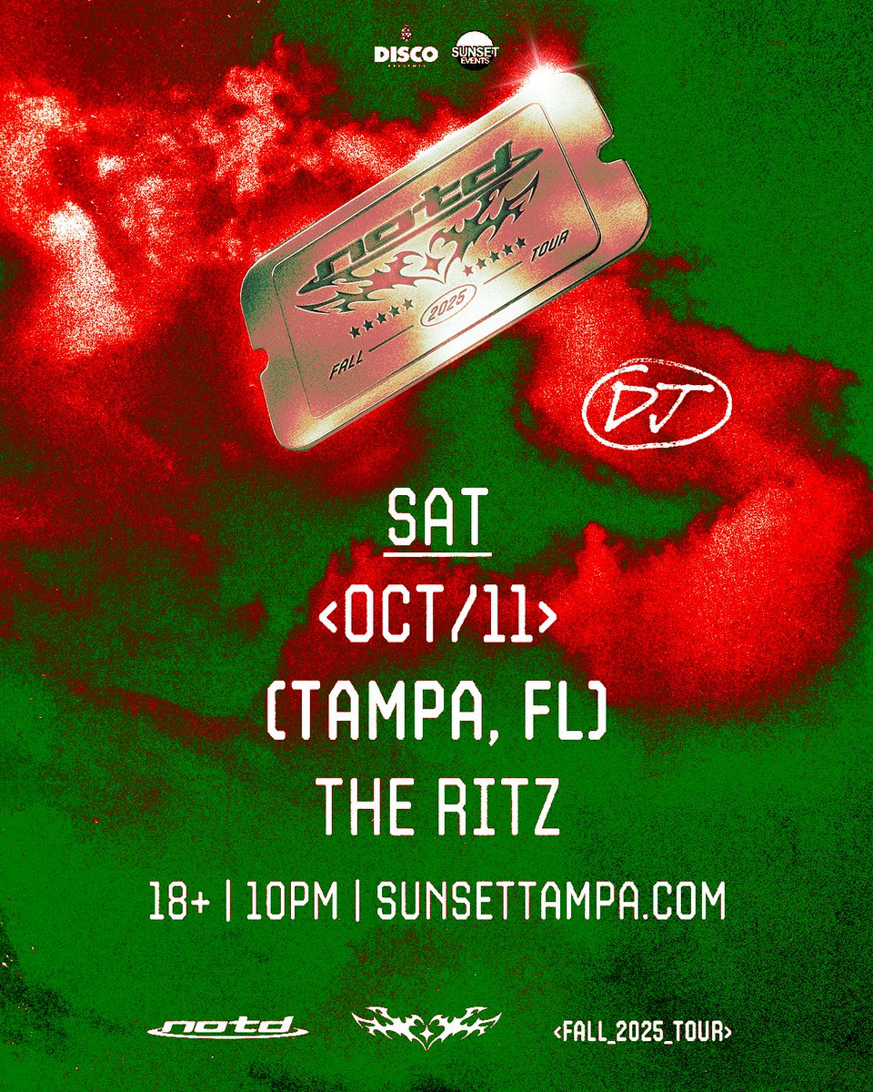 THIS JUST IN! 📣 <a href="/NOTD/">NOTD</a> will make their #Tampa debut  this Fall on Saturday, October 11th!

🎟 Tickets go on sale Friday at noon! bit.ly/notd1011