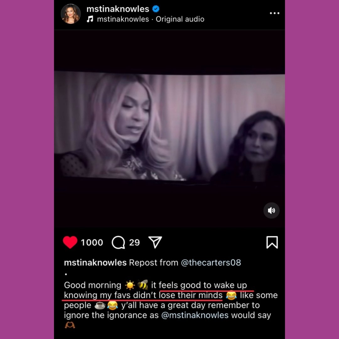ThePopStuff's tweet image. Beyoncé's 71-year-old mother, Tina Knowles has thrown shade at Nicki Minaj in her latest Instagram post.