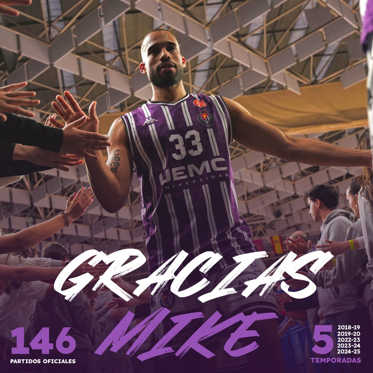 CBC_Valladolid's tweet photo. 💜 Mike Torres no continúa en el @UEMC CBC Valladolid tras cinco temporadas juntos y 146 partidos oficiales.

🙌 Infinitas gracias por todo este tiempo, por ser unos de los líderes del Club y del equipo y por defender siempre nuestros colores.

@UEMC #PucelaBasket https://t.co/T412yjIcp0