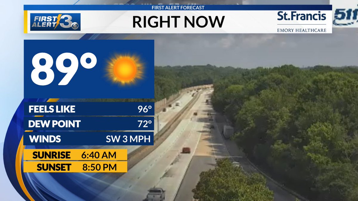 An hour before midday and the heat index (or feels like) is already pushing 96 degrees. Next several hours will continue to feel very hot across the region. Only relief will be a few stray showers or storms. #wrblwx #gawx #alwx