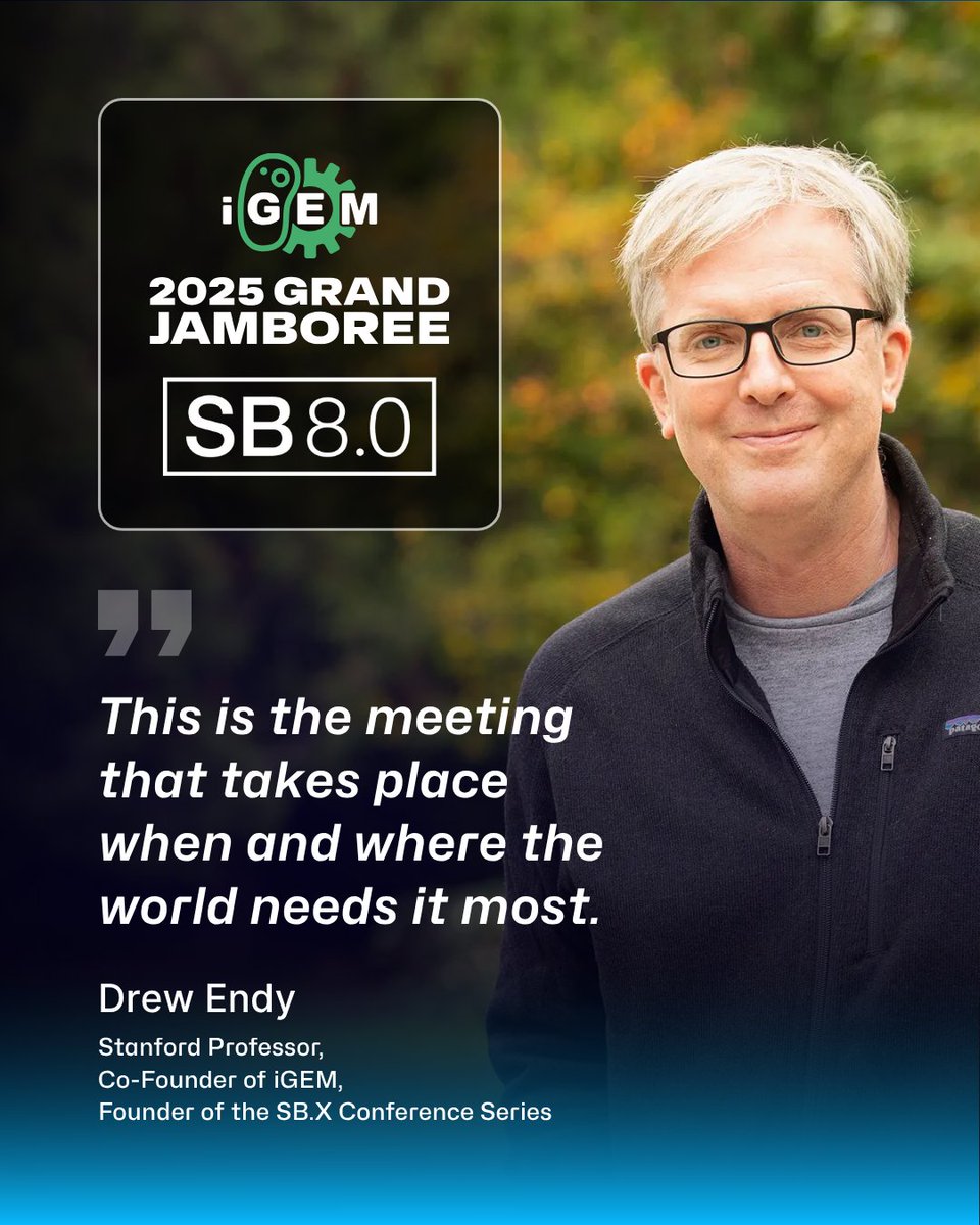 iGEMCommunity's tweet image. SynBio’s at a turning point!
Convening this Oct at the World Expo of Synthetic Biology, SB 8.0 will address where the field’s headed, what’s working, what must change, which problems to tackle & how to shape the next era in biological engineering.
Join us! jamboree.igem.org/2025/tickets