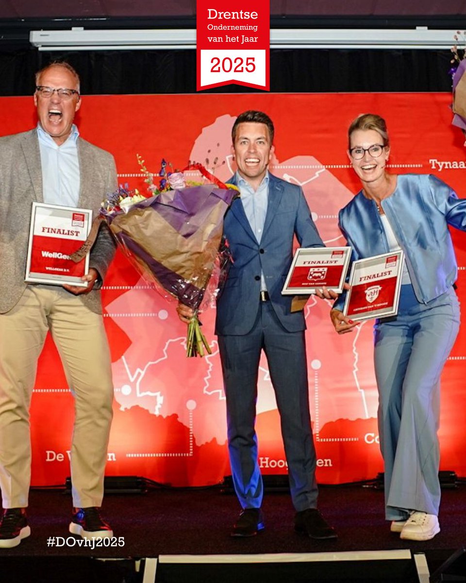 📣 De finalisten zijn bekend!

Van links naar rechts:
🏆 WellGear B.V. uit Westerbork
🏆 Hof van Saksen uit Nooitgedacht
🏆 Catering van ’t Hooge uit Hoogeveen

De finale vindt plaats op 25 november in Schouwburg Ogterop in Meppel, het belooft een spannende strijd te worden! 💥