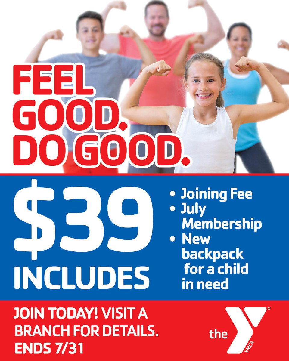 THIS MONTH ONLY!! Join in July for just $39 and donate a backpack to a child for back to school! 

Visit one of our 12 branches for more details!
bit.ly/461RR74