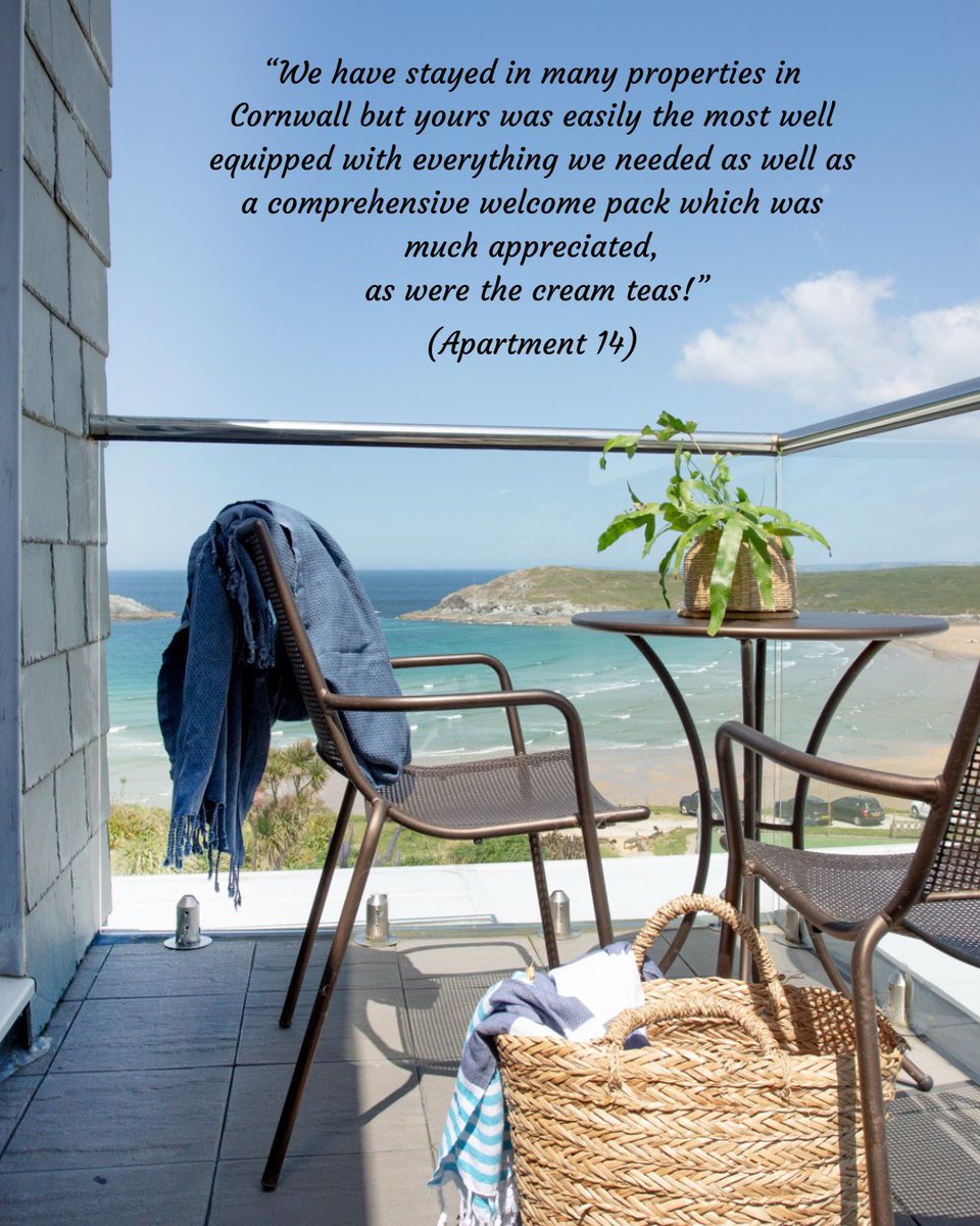 Such a lovely review from the guests staying in Apartment 14 - a two bedroomed, dog friendly, penthouse apartment. :)

There is also a rare gap from 18th  -25th July, so snap it up now and make the most of the heatwave by the coast....

crantockbay.co.uk/holiday-apartm…