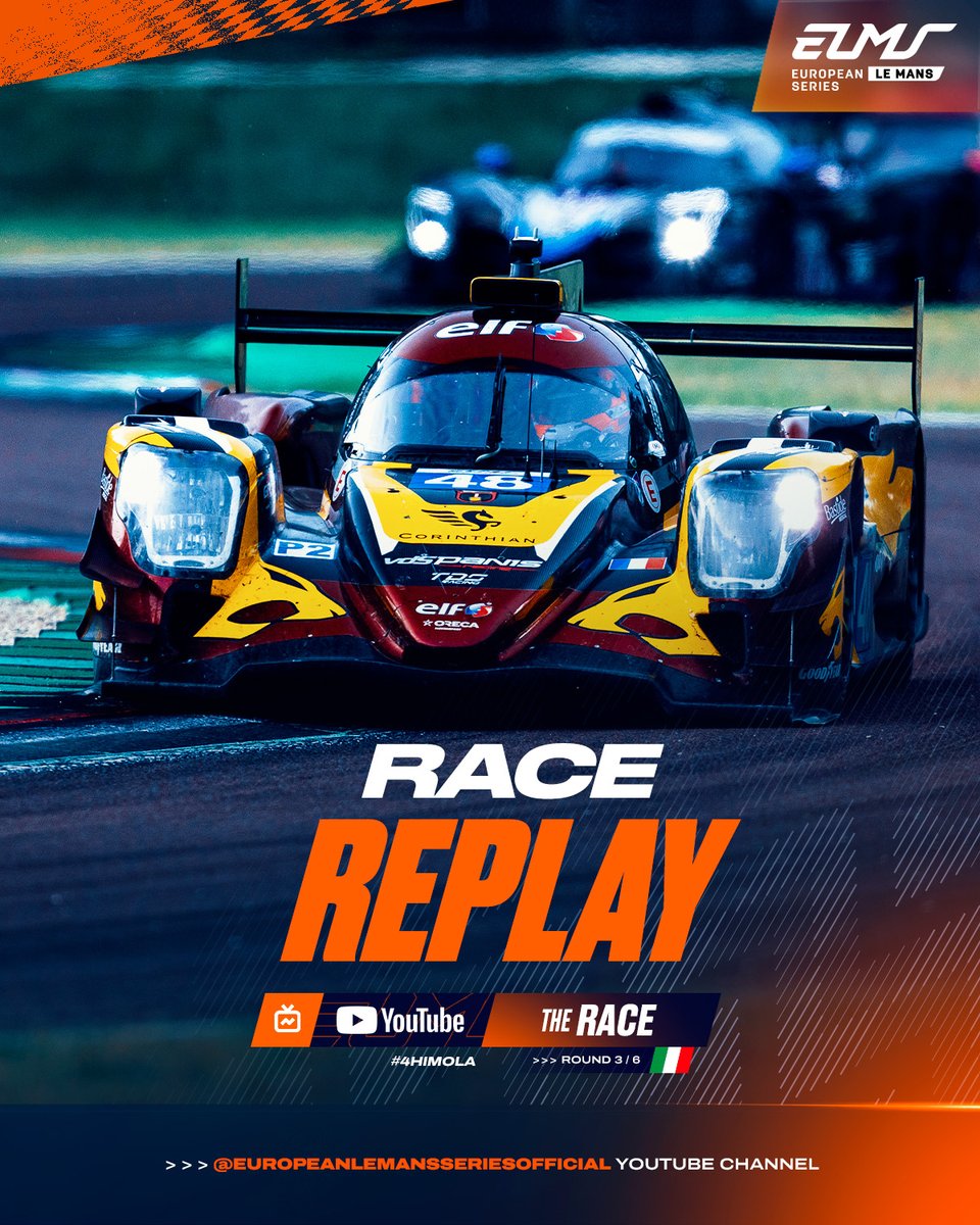 EuropeanLMS's tweet image. Summer plans = sorted. 🎥
The full replay of the #4HImola is now LIVE on our YouTube channel! From drama to first-time winners, Round 3 of the 2025 #ELMS had it all. And don’t forget, Round 1 & 2 are also available on the ELMS YouTube channel!
Watch the race that everyone’s…