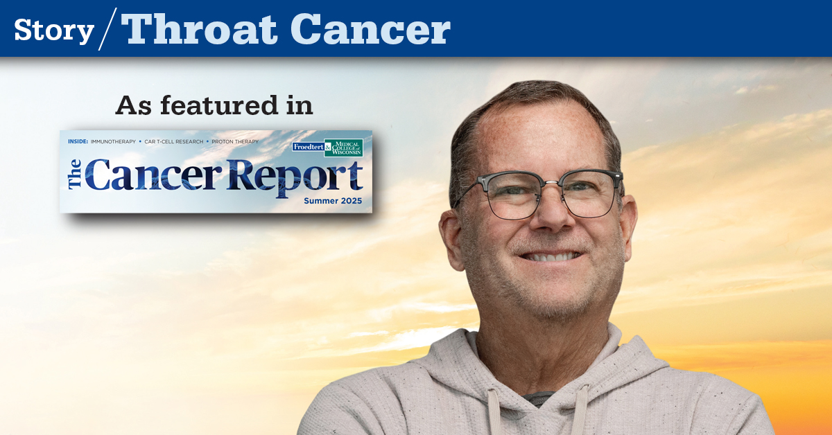 Froedtert's tweet image. When Jeff started snoring in 2022, he never imagined he would find out he had throat cancer. His diagnosis was tough. Widespread cancer affected his throat, voice box and tongue. Thanks to the Froedtert & @MedicalCollege of Wisconsin's Head and Neck Cancer Program, he found hope.…