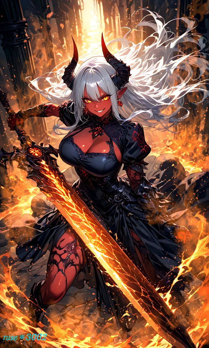 名前の由来はなく、響きで付けた。
魔姫様(makisama)と同じく炎の中から
生まれたレッドサキュバス族。
バーサーカータイプで戦いを好み
いつも強い相手を探して異世界を飛び回っている。
炎を纏った大剣(一刀流・二刀流)が武器。
年齢不明であり、聞くと逆鱗に触れる。
(推定2000~3000歳?)
