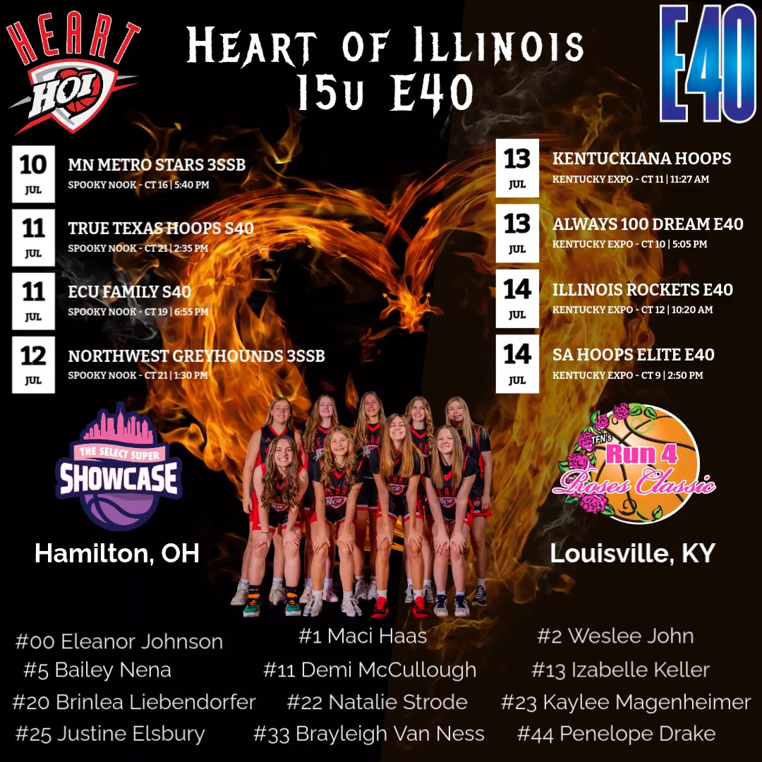 17u Elite40, 16u Elite40 &amp; 15u Elite40  will be at Select Super Showcase in Hamilton, OH July 10-12 &amp; then Run for Roses Elite40 League play in Louisville, KY July 13-14!
👀👇❤️🖤 #hoifam #hoiproud #builtdifferent