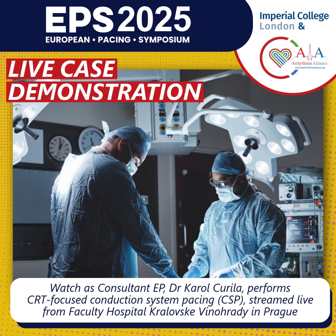 Arrhythmia Alliance (@knowyourpulse) on Twitter photo Watch a live case at #EPS2025 🔎 <a href="/curilakarol/">curilakarol</a>, internationally recognised Consultant Electrophysiologist, leads a CRT-focused conduction system pacing case from Faculty Hospital Kralovske Vinohrady in Prague, Czech Republic. 📷 loom.ly/lKoBde4 #EPEEPS #CardioTwitter Watch a live case at #EPS2025 🔎 <a href="/curilakarol/">curilakarol</a>, internationally recognised Consultant Electrophysiologist, leads a CRT-focused conduction system pacing case from Faculty Hospital Kralovske Vinohrady in Prague, Czech Republic. 📷 loom.ly/lKoBde4 #EPEEPS #CardioTwitter