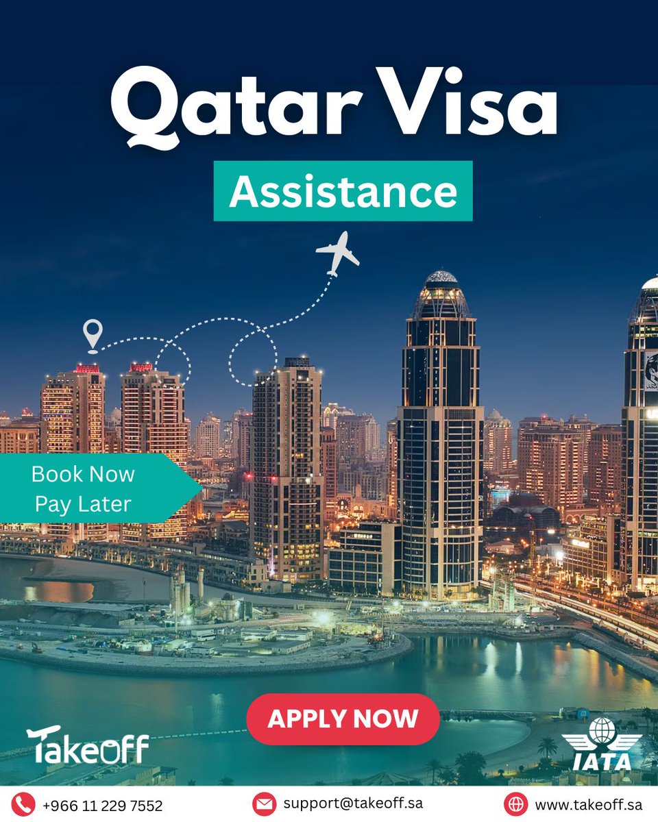 takeoff_saudi's tweet photo. Planning a trip to Qatar? Let us take the stress out of your visa process. Our expert visa assistance ensures fast and hassle-free approvals so you can focus on your journey. ✈️ 

📲 WhatsApp: +966 11 229 7552 
🌐 https://t.co/x7mGFNXmQS  

#QatarVisa #VisaAssistance #Travel https://t.co/sW212v4q86