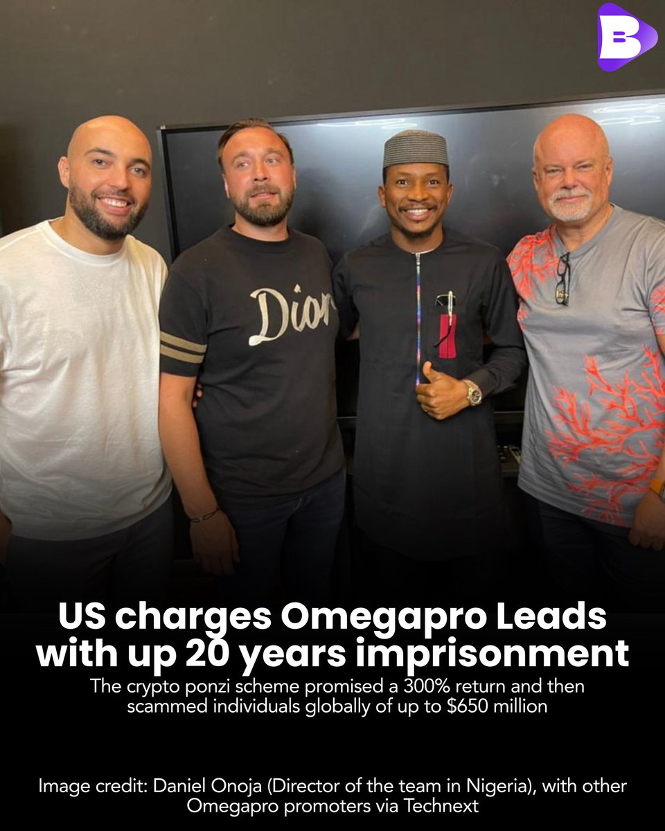 You may remember Omegapro, the Dubai-based crypto company (actually a Ponzi scheme) that displayed their logo at the top of Burj Khalifa, the world’s tallest building. 

🧑🏾‍⚖️A USA court charged Michael Shannon Sims and Juan Carlos Reynoso, Omegapro directors, with 20 years each for