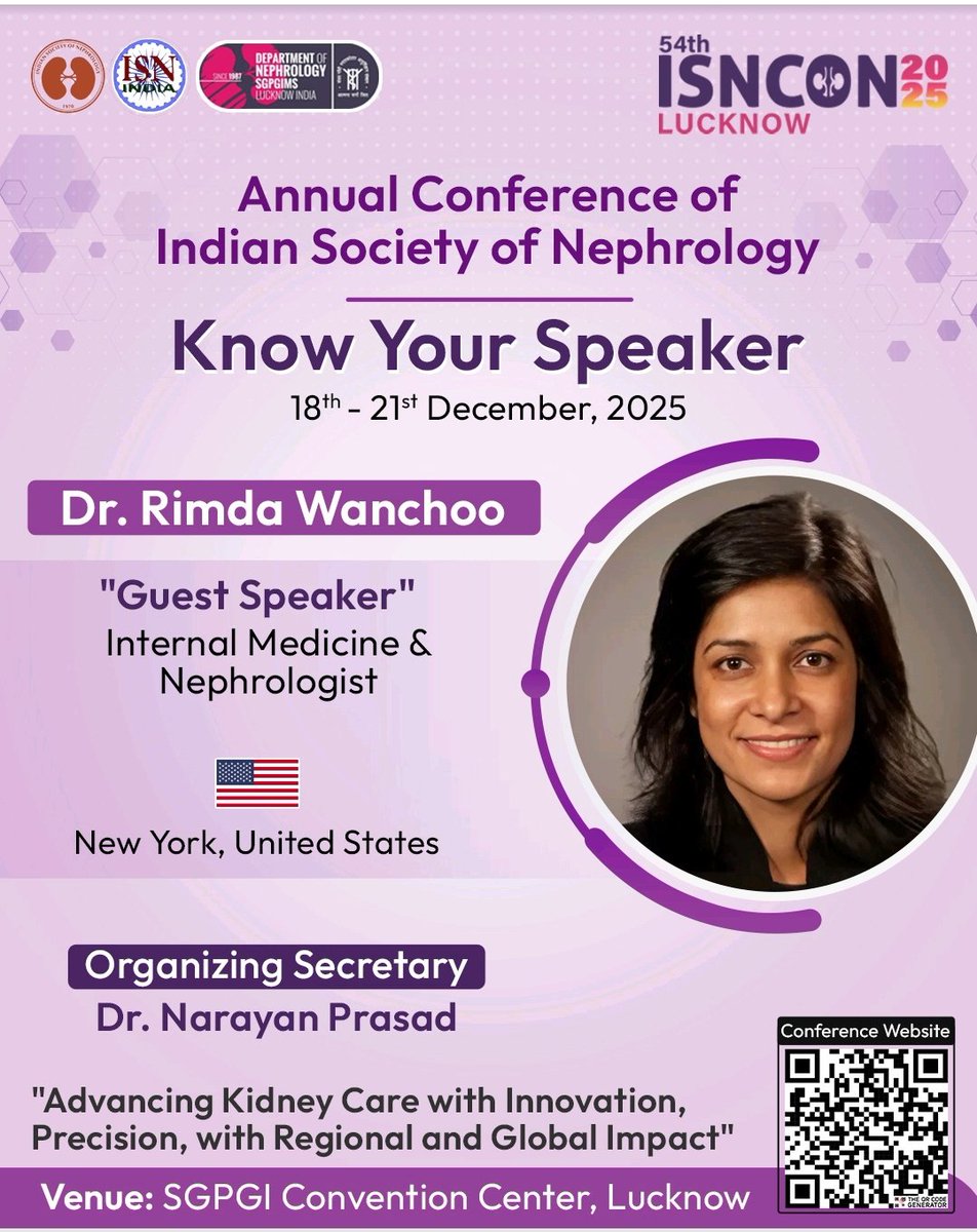 #ISNCON25 welcomes Dr. Rimda Wanchoo <a href="/renalmyeloma/">Rimda</a> from Northwell Health (USA) in Lucknow.
Definitely going to be an awesome and enlightening session for all the nephrologists attending the #ISNCON25