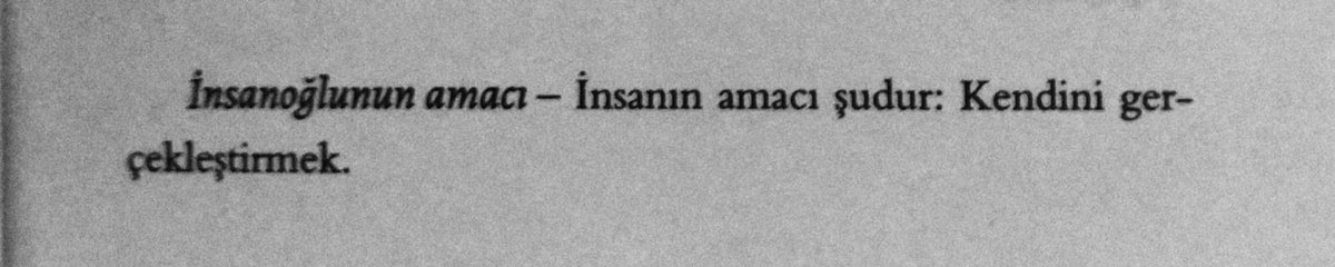 "İnsanın amacı şudur: Kendini gerçekleştirmek."
