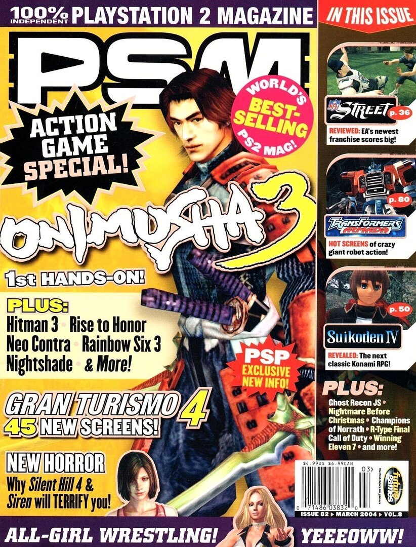 PSM #82, March 2004 - 'Onimusha 3' cover.