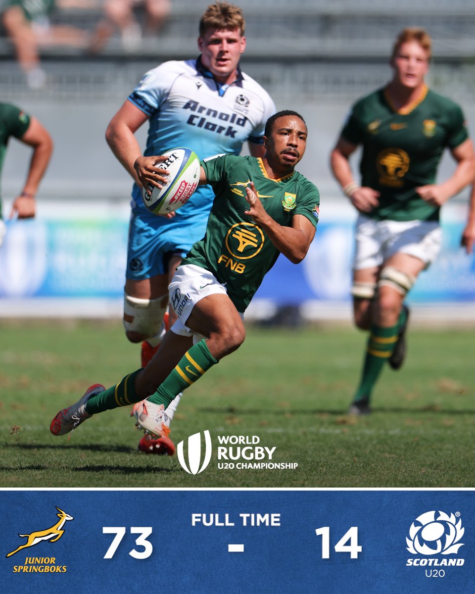 🇿🇦 The Junior Boks advance to the #WorldRugbyU20s semi-finals after going unbeaten in pool play. 🏴󠁧󠁢󠁳󠁣󠁴󠁿