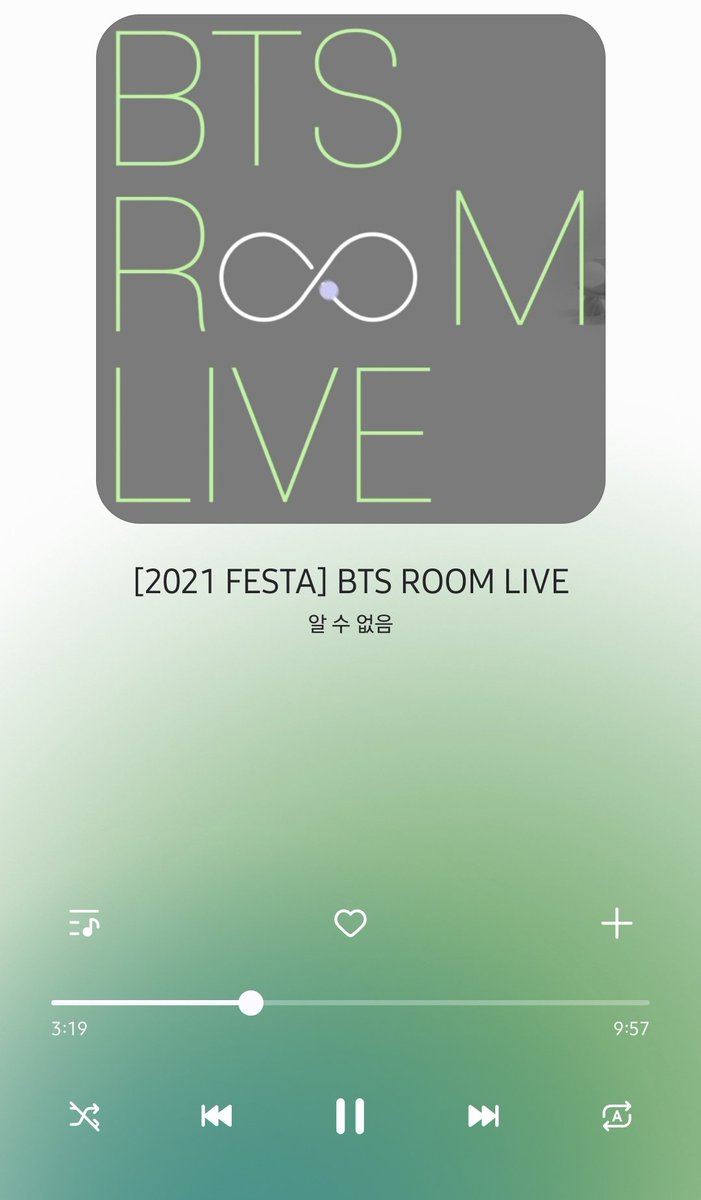 이건 처음 공유하는거 같음.

[2021 FESTA] BTS ROOM LIVE mp3

이건 꼭 다 듣자
(들어보면 내가 왜그랬나알꺼임ㅋ

약 48시간 공유

다운시 💸RT &amp; ♡

quickshare.samsungcloud.com/9HdGRRwwBZZE