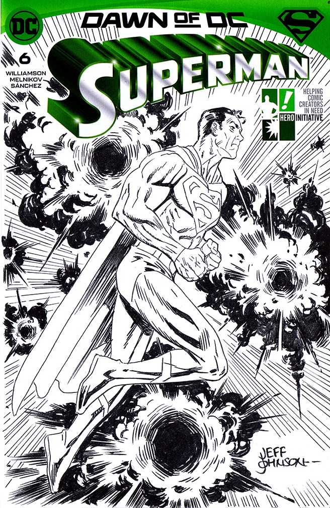 Johnsonverse's tweet image. This is fun sketch cover I did a while ago for Hero Initiative. Superman has always been a challenging character for me. I never felt like I quite captured his unique combination of power, nobility, and humanity.