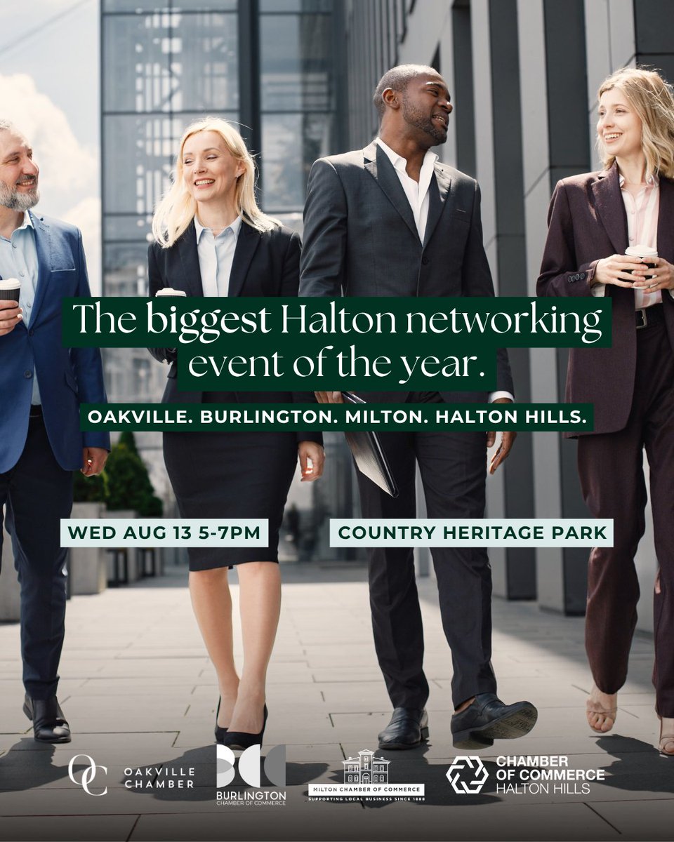 Oakville Chamber (@oakvillechamber) on Twitter photo Join the Oakville, <a href="/burlingtoncofc/">Burlington Chamber</a>, Milton, and <a href="/HHCoC/">Halton Hills Chamber of Commerce</a> Chambers of Commerce for the biggest Halton networking event of the year! π
π Wed Aug 13 5-7pm
π Country Heritage Park | 8560 Tremaine Rd, Milton
β Register on the Milton Chamber website: l8r.it/9Tg4 Join the Oakville, <a href="/burlingtoncofc/">Burlington Chamber</a>, Milton, and <a href="/HHCoC/">Halton Hills Chamber of Commerce</a> Chambers of Commerce for the biggest Halton networking event of the year! π
π Wed Aug 13 5-7pm
π Country Heritage Park | 8560 Tremaine Rd, Milton
β Register on the Milton Chamber website: l8r.it/9Tg4