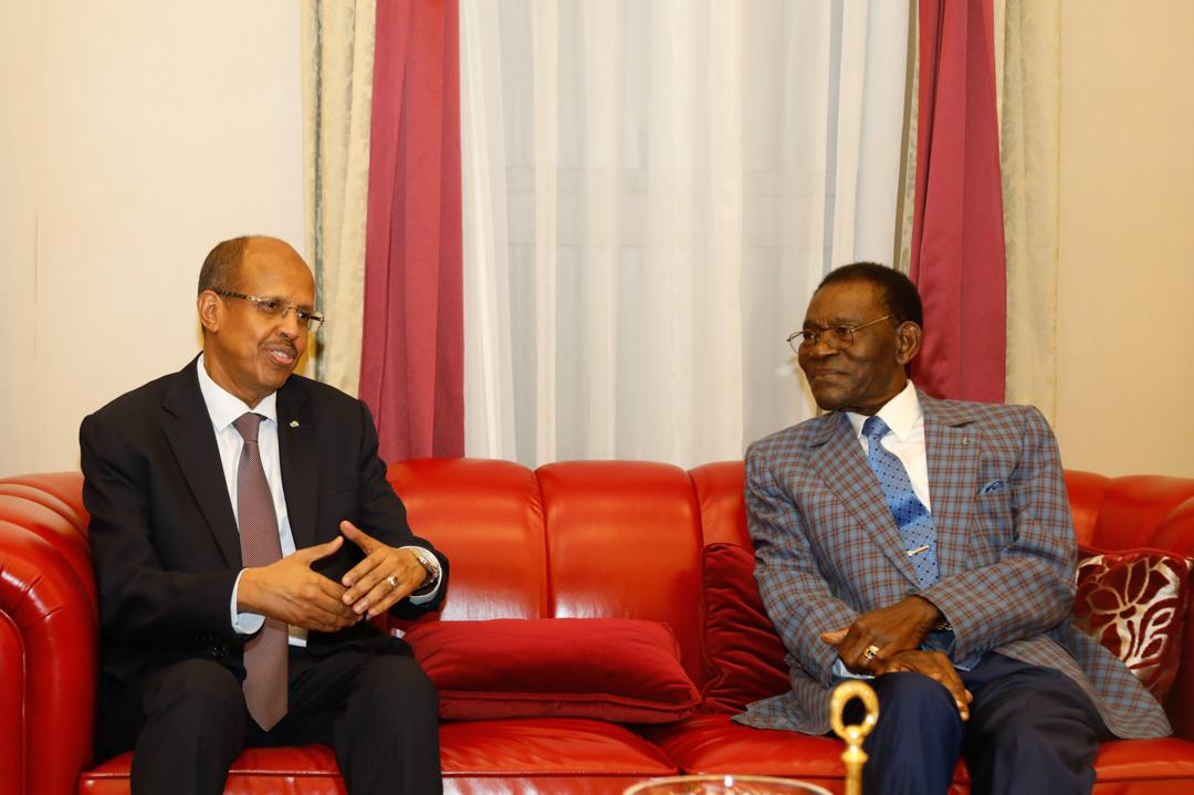 _AfricanUnion's tweet photo. H.E. President Teodoro Obiang Nguema Mbasogo of Equatorial Guinea today received H.E. Mahmoud Ali Youssouf, Chairperson of the @_AfricanUnion Commission & his accompanying delegation that included Deputy Chairperson @DCP_Haddadi & Chief of Staff @souefmo_elamine at the State House in Malabo, ahead of the 7th Mid-Year Coordination Meeting (MYCM) of the AU, RECs, & RMs, scheduled for 10–13 July 2025.

The Chairperson expressed appreciation to President Obiang for the warm welcome graciously hosting the Meeting & for his continued support for the work of the Union.

President Obiang reaffirmed his Government’s full readiness to host the #AUMYCM7.

Convened under the auspices of the AU Commission & the Government of Equatorial Guinea, the Meeting will bring together the AU Bureau, Heads of RECs, senior AUC officials, AU specialized bodies, and institutional partners to advance continental coordination and integration.

Read  more on #7MYCM @ https://t.co/lEsPxsM9IJ