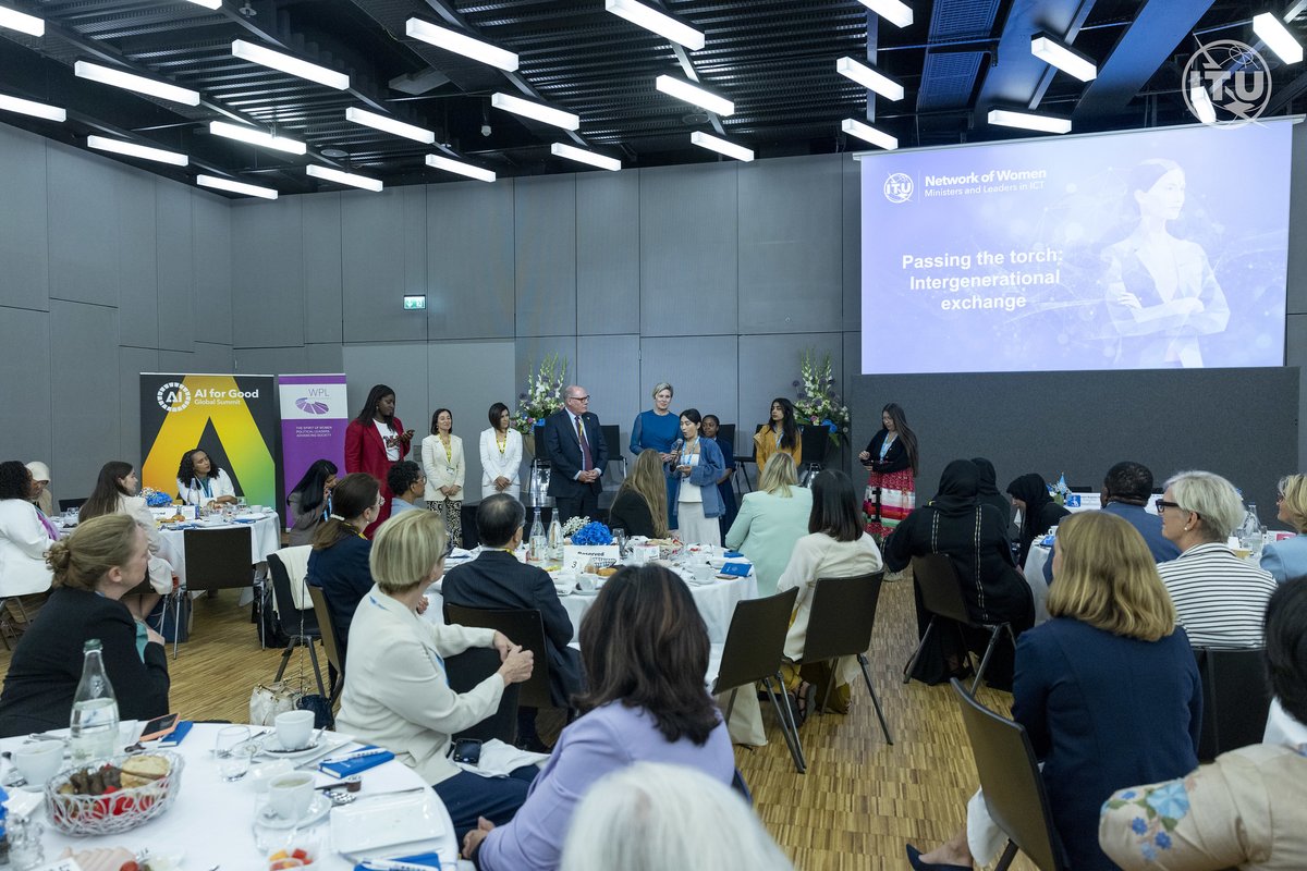 ITUSecGen's tweet image. When women are absent from decision-making, so are their perspectives + priorities. 
That’s why we just launched the Network of Women Ministers &amp;amp; Leaders in ICT—to build solidarity, elevate leadership, and amplify the voices shaping our shared digital future. 
#WSIS #AIGood