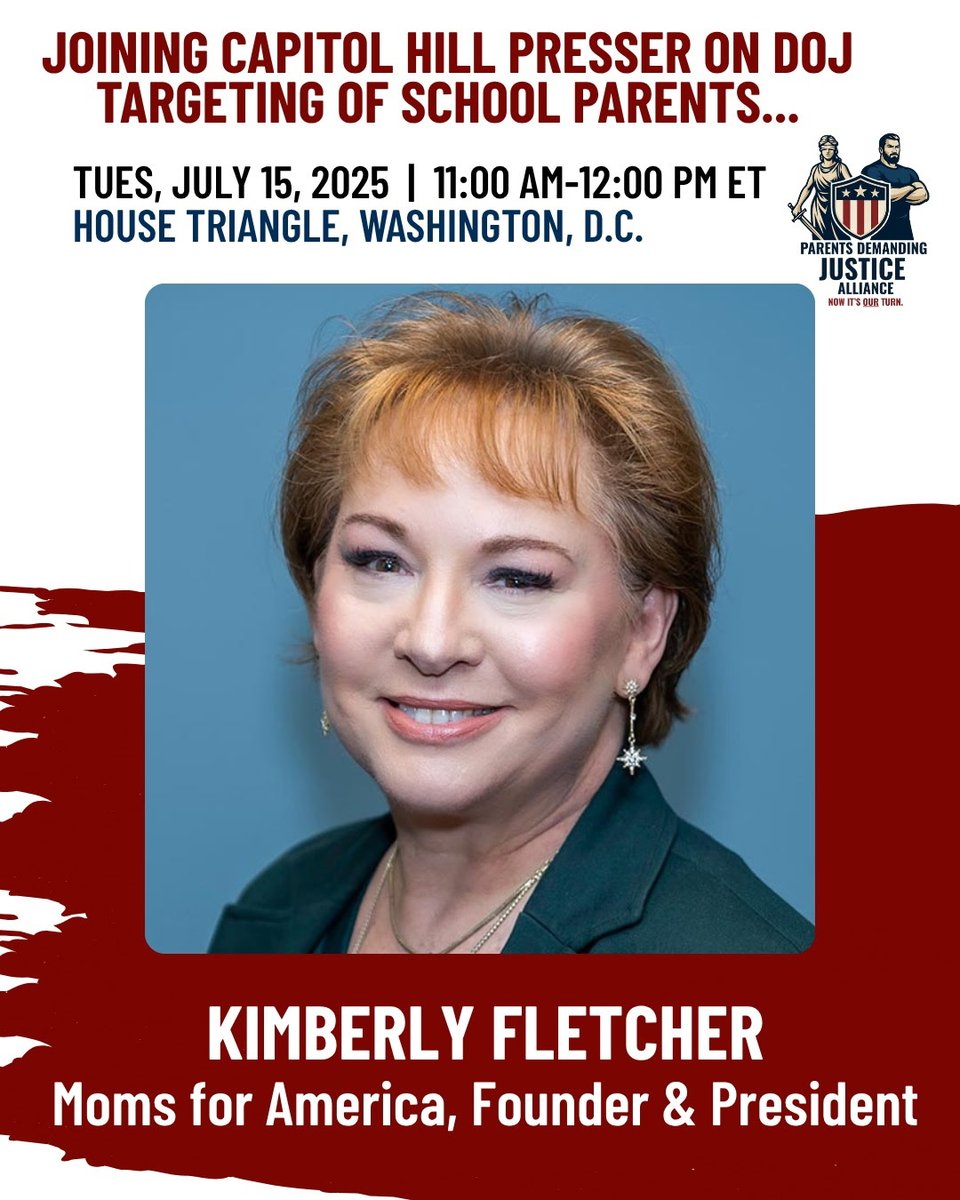 Moms for America (@momsforamerica) on Twitter photo 📢Join us Tuesday, July 15 on Capitol Hill for a powerful press conference hosted by <a href="/RepOgles/">Rep. Andy Ogles</a> and the Parents Demanding Justice Alliance.
🗓️ Tuesday, July 15
📍 House Triangle, Washington D.C.
🕙 11:00AM–12:00PM ET
More info: x.com/RealFreedomTal…
<a href="/RealFreedomTalk/">Kelly J Walker’s FreedomTalk</a> 📢Join us Tuesday, July 15 on Capitol Hill for a powerful press conference hosted by <a href="/RepOgles/">Rep. Andy Ogles</a> and the Parents Demanding Justice Alliance.
🗓️ Tuesday, July 15
📍 House Triangle, Washington D.C.
🕙 11:00AM–12:00PM ET
More info: x.com/RealFreedomTal…
<a href="/RealFreedomTalk/">Kelly J Walker’s FreedomTalk</a>