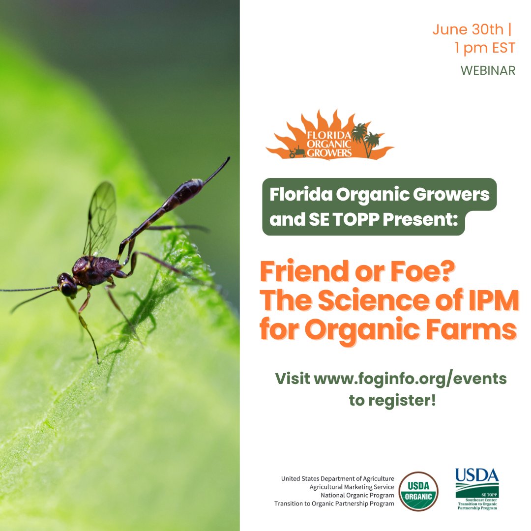Did you miss it? Catch the recording of our powerful webinar: "Friend or Foe? The Science of IPM for Organic Farms" 🌿

✅ Beneficial insects
✅ Companion planting
✅ Cover crops
✅ Reduced pesticide use
✅ Healthier crops

bit.ly/4ljkkd7

#OrganicFarming #IPM