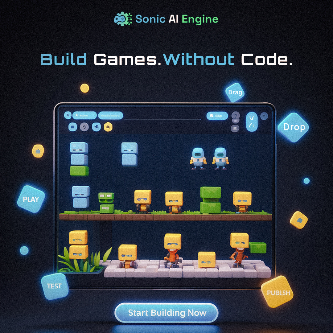 SonicAIEngine's tweet image. Not a developer? Not a problem.
Our #NoCode Game Engine empowers creators to build, test, and launch games without writing a single line of code.
🎮 Rapid prototyping
🧠 Logic-based drag & drop
🚀 Publish to Web 
Build your first game today — no tech barrier.
#NoCodeGameDev…