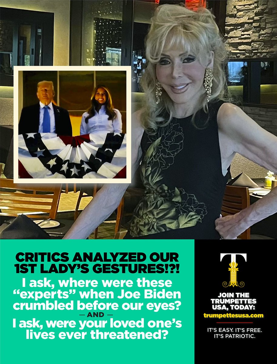 TTrumpette's tweet image. My message to the jealous media outlets and body language “experts” who thought our MAGAnificent First Lady looked “uncomfortable” while celebrating our country:
SHE WILL ALWAYS STAND TALLER THAN YOU!
SHE WILL ALWAYS GLOW IN THE DARK!
& SHE WILL ALWAYS OUTSHINE YOUR DARK SHADOW!…