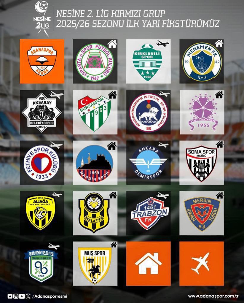 2025-2026 Sezonu Nesine 2. Lig Kırmızı Gruptaki  Takımımızın İlk Yarı Fikstürü Belli Oldu💪