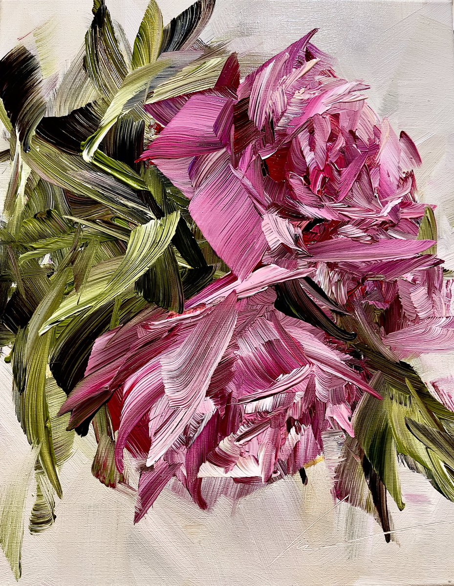 My painting of peonies bouquet