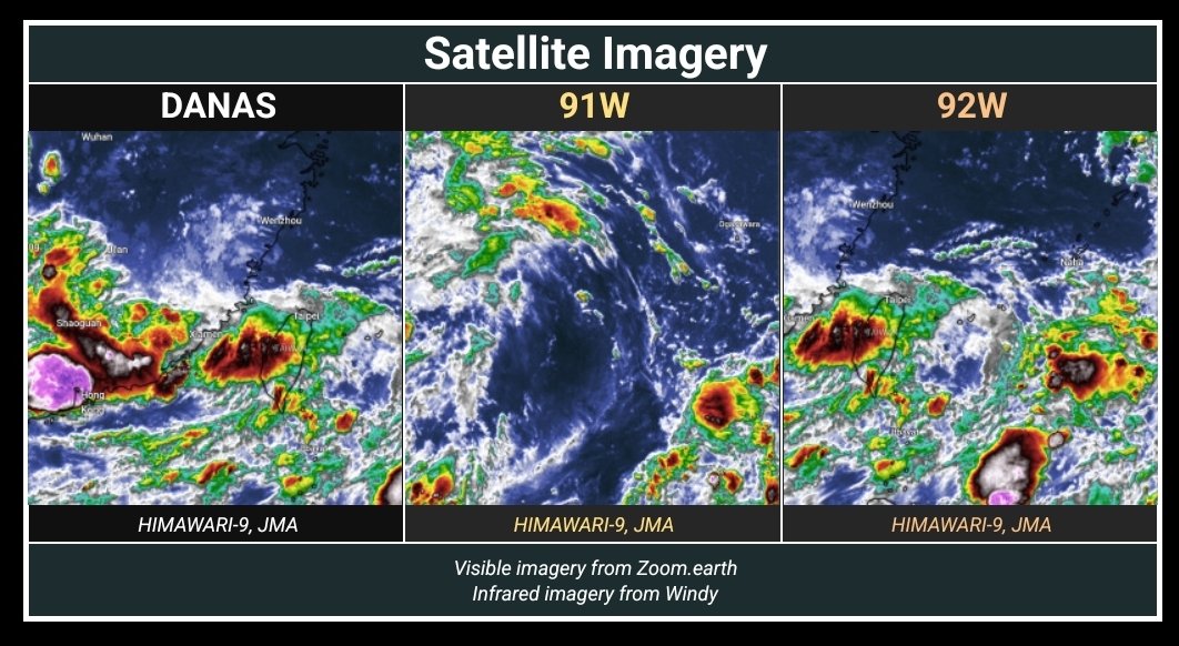 APGMeteorology's tweet photo. #APMetTWO 25D190PM
Global #TropicalWeather Outlook
July 9, 2025 @ 3:15 PM UTC

==

#92W was designated and has a moderate chance of formation. [DB / ~0% / 50%]

#DANAS (Ex-#BISING) is likely post-tropical. [RL / 30 mph, 45 kph / 999 mbar] https://t.co/1sVmUtespa